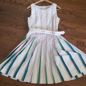 Brooks Brother Sleeveless White Dress with Stripes
